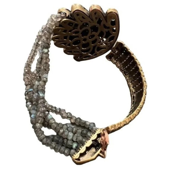 Art Deco Style Crystal & Labradorite Beaded Bracelet - Picture 4 of 5